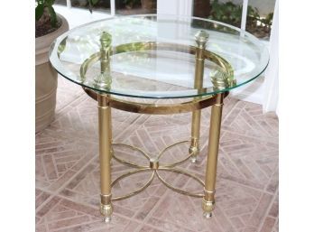 Brass Finished Glass Side Table