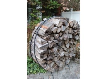 Metal Fire Ring With Wood Approximately 48 Inch Diameter