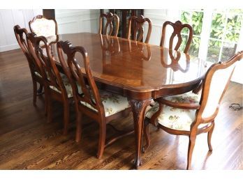 Century Dining Room Set With 8 Floral Upholstered Dining Chairs