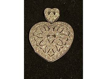 14K WG Fancy Diamond Pave Heart Pendant