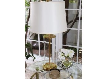 Elegant Brass & Glass Finished Table Lamp With Decorative Items Including Small Mirror From Pier 1