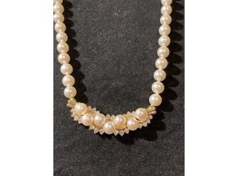 Stunning 14K YG & Diamond Pearl Necklace By Fortunoff (?)