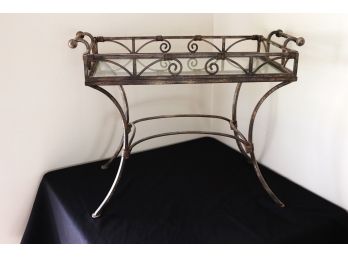 Wrought Iron Metal Cocktail Table With A Glass Insert