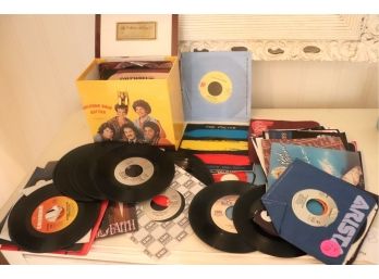 Collection Of 45S In Welcome Back Kotter Case Includes Rolling Stones, Billy Joel, Frank Zappa, Scandal & Mor