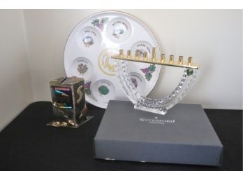Tzedakah Box, Seder Plate For Passover & Waterford Crystal Pieces