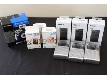 Collection Includes 6 Sony ICF Radios & Polaroid 300 Instant Camera New In Box