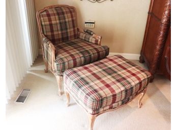 Country French Accent Chair With Ottoman