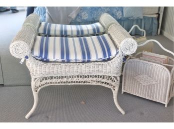 Authentic Wicker Bench & Magazine Stand