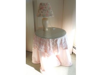 Skirted Accent Table & Pretty Lamp With Floral Shade