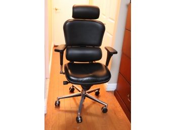 Ergo-Human Swivel Office Chair With Swivel Arms In Black Faux Leather