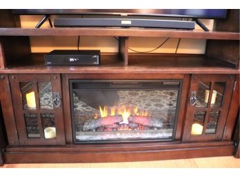 Mission Style Entertainment Cabinet With Built In Electric Fireplace