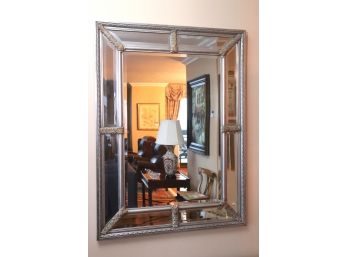 Hollywood Regency Style Mirror In Silver Frame