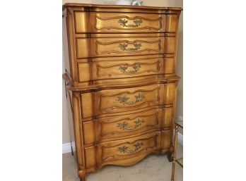 French Provincial Style Tall Dresser With Fancy Brass