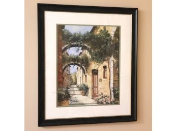Charming Signed Print Of Tuscan Alleyway