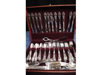 Community Silver-Plate Flatware Set In Original Box And Sterling Handle Tongs