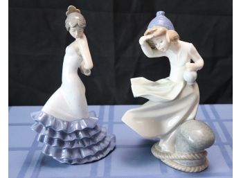 Two Nao Figurines Of Flamenco Dancer & Sea Breeze Girl