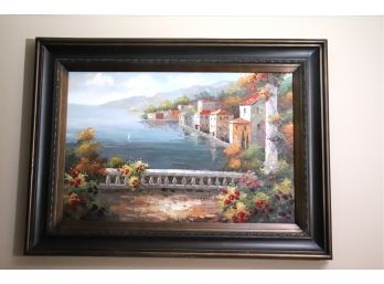 Painting Of Riviera Town In Wide Frame