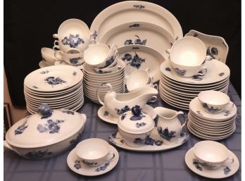 Large Set Of Gorgeous Royal Copenhagen Blue Flowers Braided Dinnerware