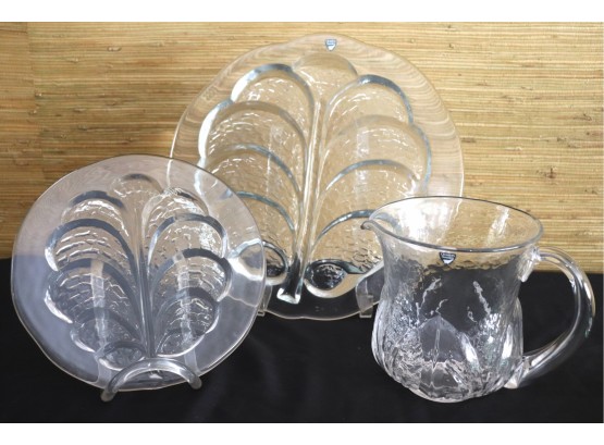 Three Orrefors Sweden Glass Pieces For Entertaining