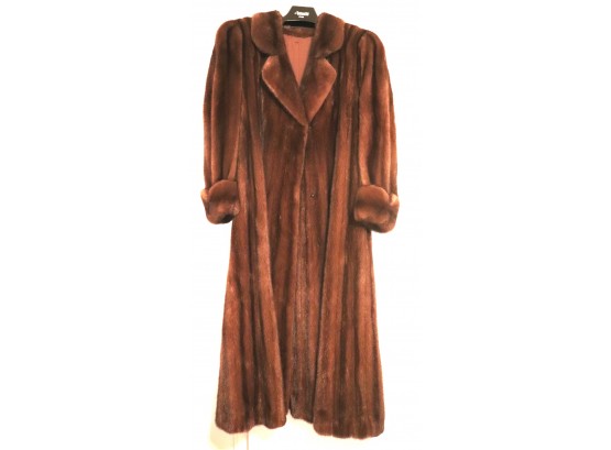 Ladies Full Length Mink Coat With Stylized Shoulders