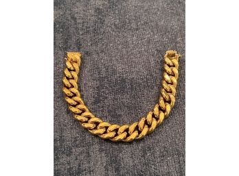 14K YG Large Hollow Link Bracelet - Size 7