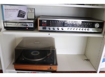Vintage Grundig Turntable With Original Plastic Cover, Receiver & Cassette Player