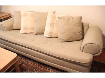 Herringbone Roll Arm Queen Size Sleeper Sofa With Stain Guard 2000