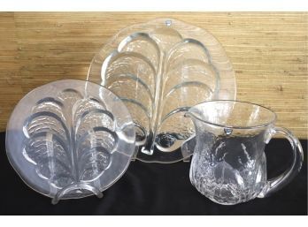 Three Orrefors Sweden Glass Pieces For Entertaining