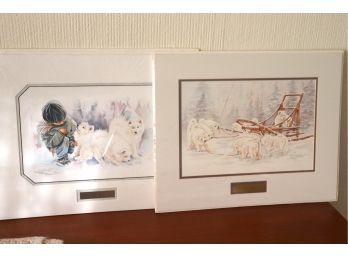 Two Prints Of Husky Dogs By Darlene Wilson