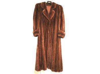 Ladies Full Length Mink Coat With Stylized Shoulders