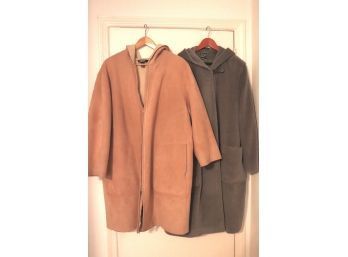 DKNY Shearling Style Hooded Coat Size 3X And Grey Italian Wool Coat