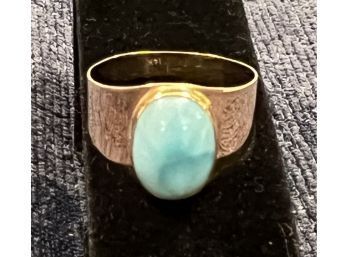 14K YG Yellow Gold Milky Aquamarine Ring Size 9.5