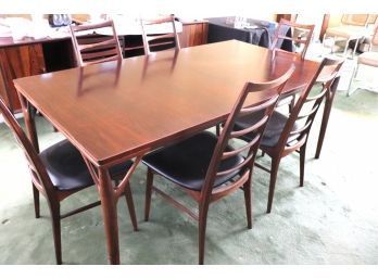 Exceptional Nils Koefoed Rosewood Dining Table & 6 Ladder-back Chairs