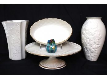 Collection Includes Assorted Lennox Pieces, 2 Large Vases Cake Plate More