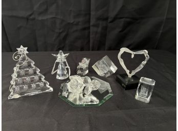 Waterford Ornament, Swarovski Rose & Angel, Lucite Balloon, Snowman, Signed Lovers Heart  AR 91, Etched NY
