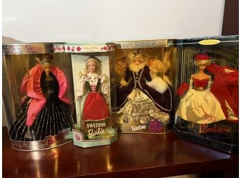Barbie Collection Includes Holiday Barbie 1996, Silken Flame 1997, Swedish Barbie 1999 & Holiday Barbie 1998