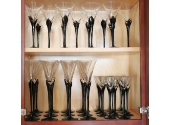 Collection Includes 12 Champagne Glasses, 12 Wine Glasses, 11 Cordials