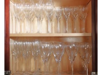 Assorted Stemware Includes 12 Red Wine, 9 Champagne, 12 Cordials & 12 White Wine Pretty Set With Lily Design
