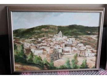 Framed Painting R. Russo 1986 Italian Landscape Approx. 21 X 29 Inches