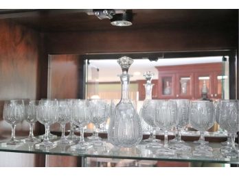 Collection Of Etched Glass Stemware, Includes Decanter Approximately 20 Pieces Total