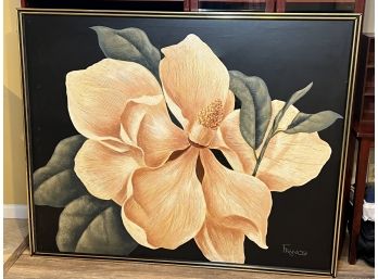 Large Beautiful Tropical Floral Painting Signed By Franco Approximately 62 Inches X 50 Inches