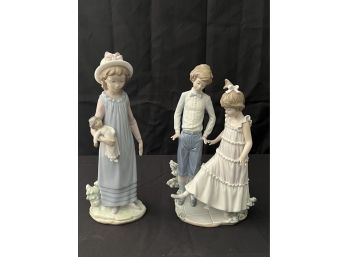 Lladro Porcelain Figurines 'Belinda With Her Doll' 5045 D-13 JU & 'One, Two, Three' 5426 F-5N