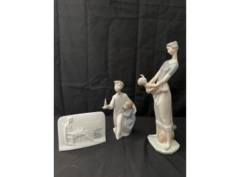 Lladro Figurine 'Motherhood' 4575 ,'Children In Nightshirts' 4874 A-12F, Lladro Collection Society Plaque