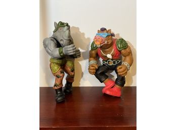 Large TMNT Rocksteady And Bebop 13 Inch Action Figures 1989
