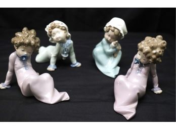 Collection Of 4 Lladro Porcelain Figurines Includes Baby Figures, Little Girl D-4Ju D-1S, D-1A
