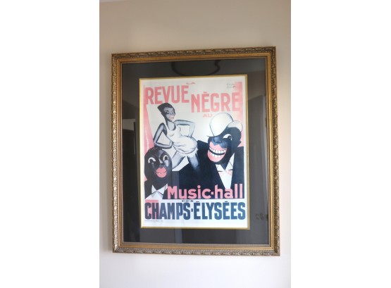 Revue Negre 'Music Hall Des Champs-Elysees' Framed Poster With Paris London NY Madrid Seal H. Chachoin Paris