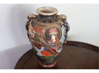 Hand Painted & Signed Asian Moriage Vase, Beautiful Piece!