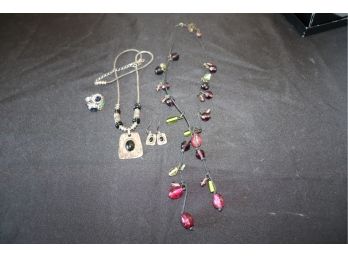 Womens Jewelry Includes A Pretty Sterling 925 Ring With Colorful Stones, Matching Necklace & Earrings