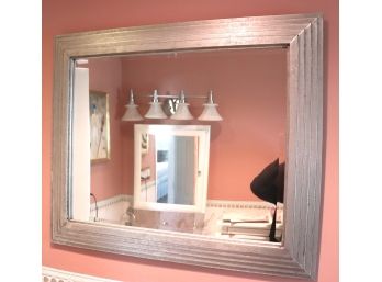 Contemporary Wall Mirror With An Antiqued Silver Look Approx. 35 X 29 Inches