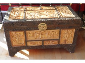 Carved Wood Asian Style Chest